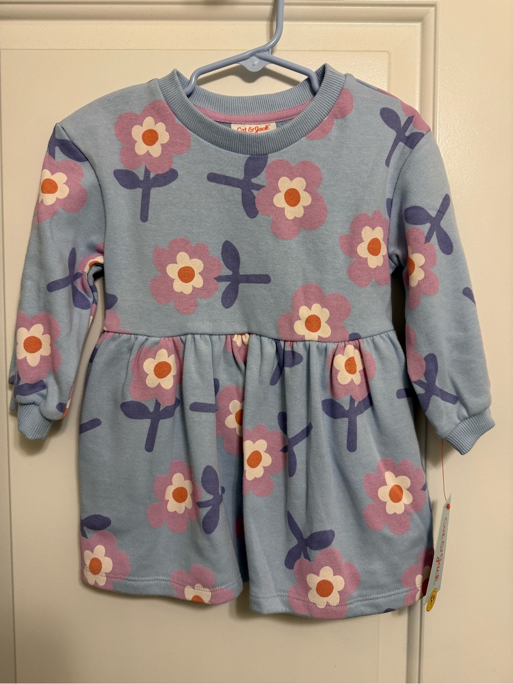 Cat & Jack Light Blue Floral French Terry Dress